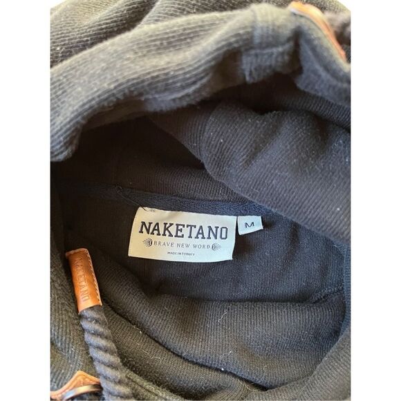 Naketano Womens Brave New Word Black Hooded Sweatshirt Germany M - Picture 3 of 11